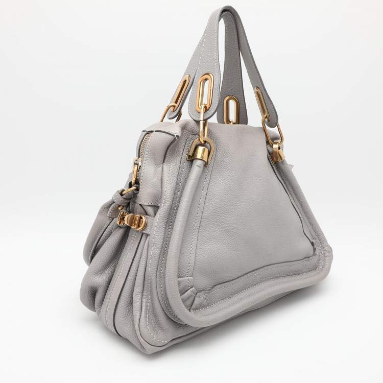 Pre Owned Chloe Grey Leather Medium Paraty Shoulder Bag