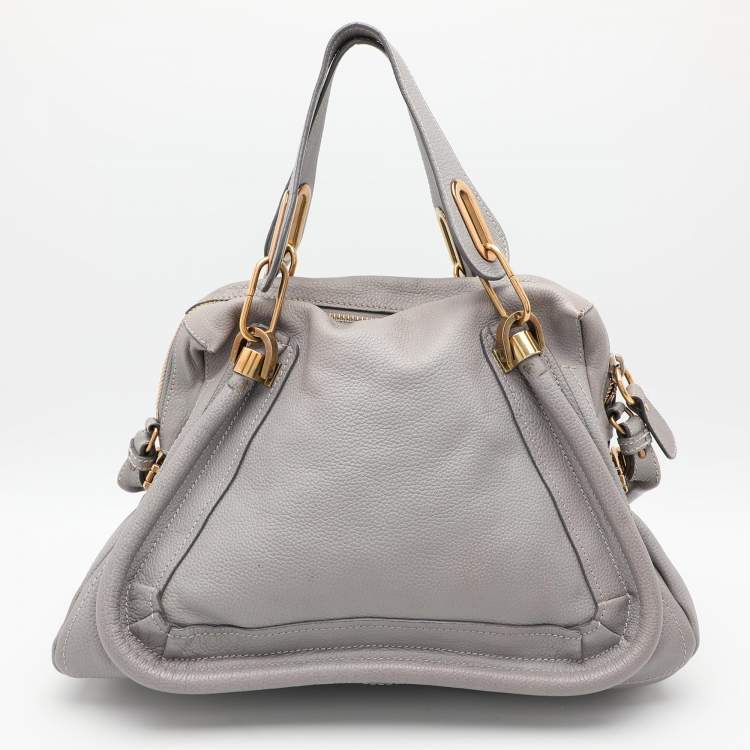 Pre Owned Chloe Grey Leather Medium Paraty Shoulder Bag