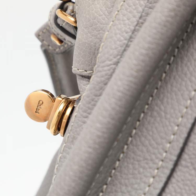 Pre Owned Chloe Grey Leather Medium Paraty Shoulder Bag