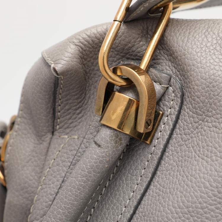 Pre Owned Chloe Grey Leather Medium Paraty Shoulder Bag