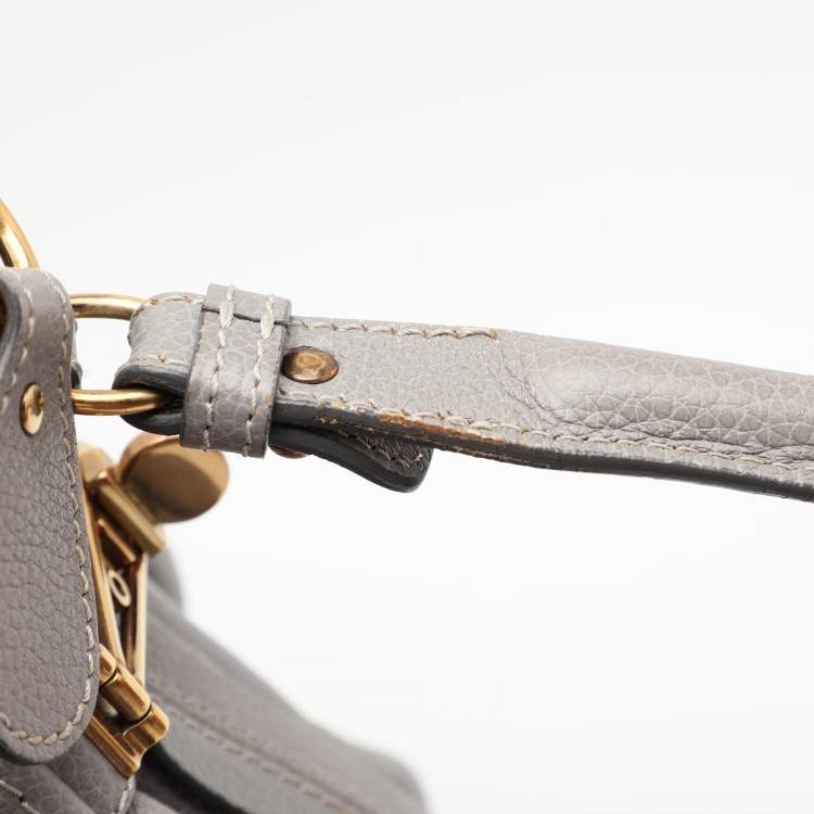 Pre Owned Chloe Grey Leather Medium Paraty Shoulder Bag