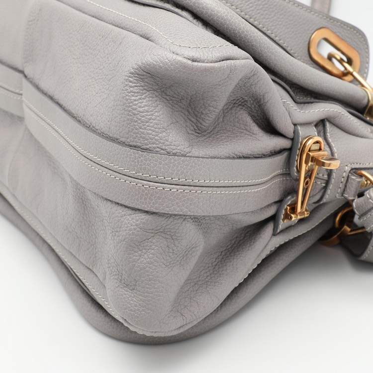 Pre Owned Chloe Grey Leather Medium Paraty Shoulder Bag