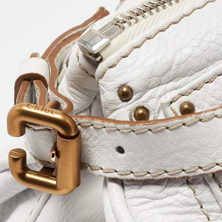 Pre Owned Chloe White Leather Medium Paddington Satchel