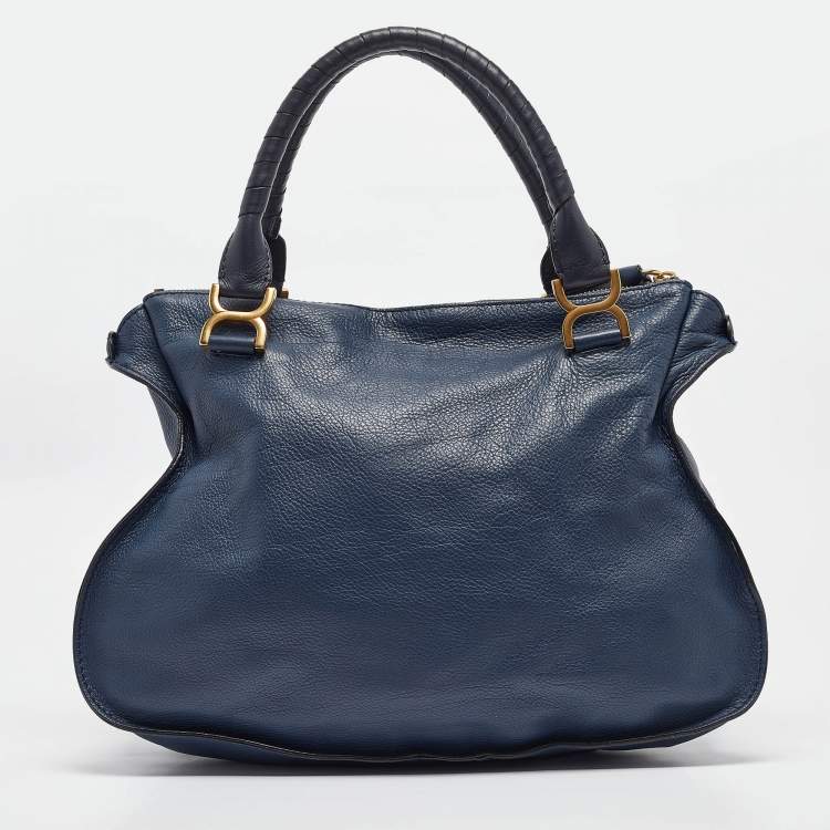 Pre Owned Chloe Blue Leather Large Marcie Satchel
