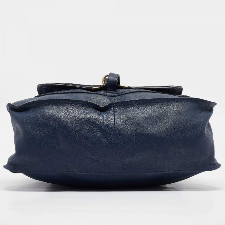 Pre Owned Chloe Blue Leather Large Marcie Satchel