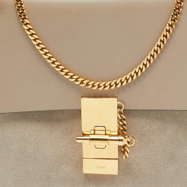 مملوكة مسبقًا Chloe Grey Leather and Suede Medium Drew Shoulder Bag
