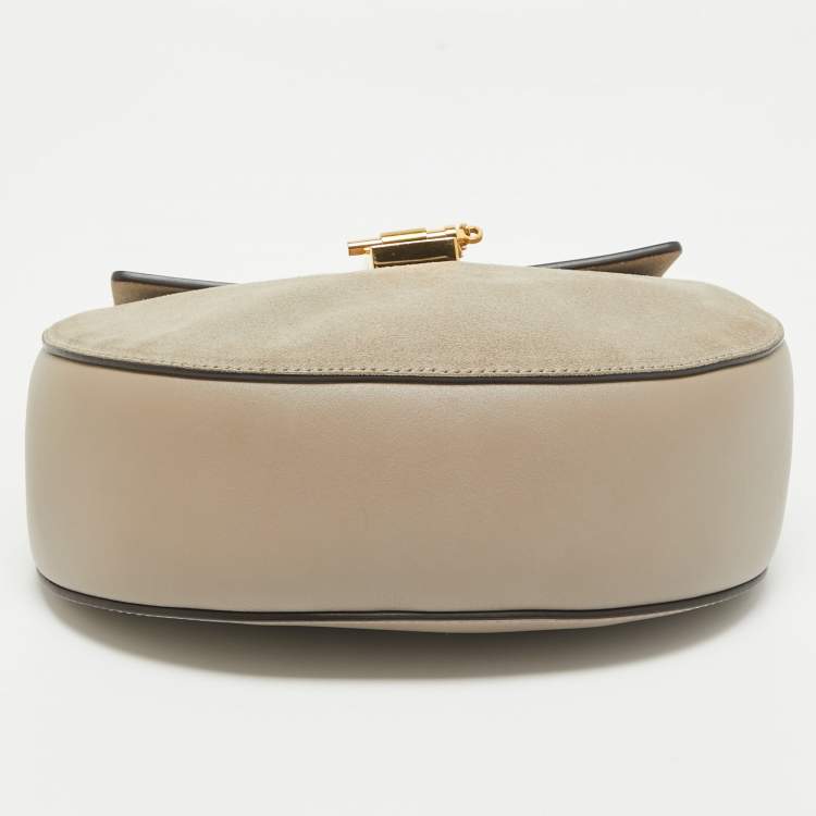 مملوكة مسبقًا Chloe Grey Leather and Suede Medium Drew Shoulder Bag