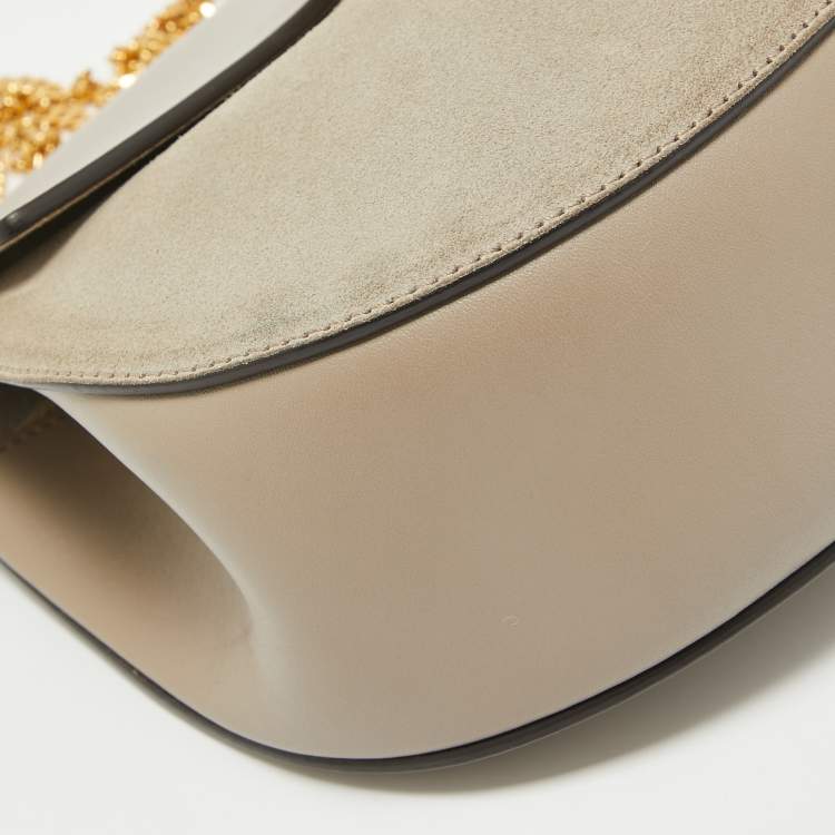 مملوكة مسبقًا Chloe Grey Leather and Suede Medium Drew Shoulder Bag