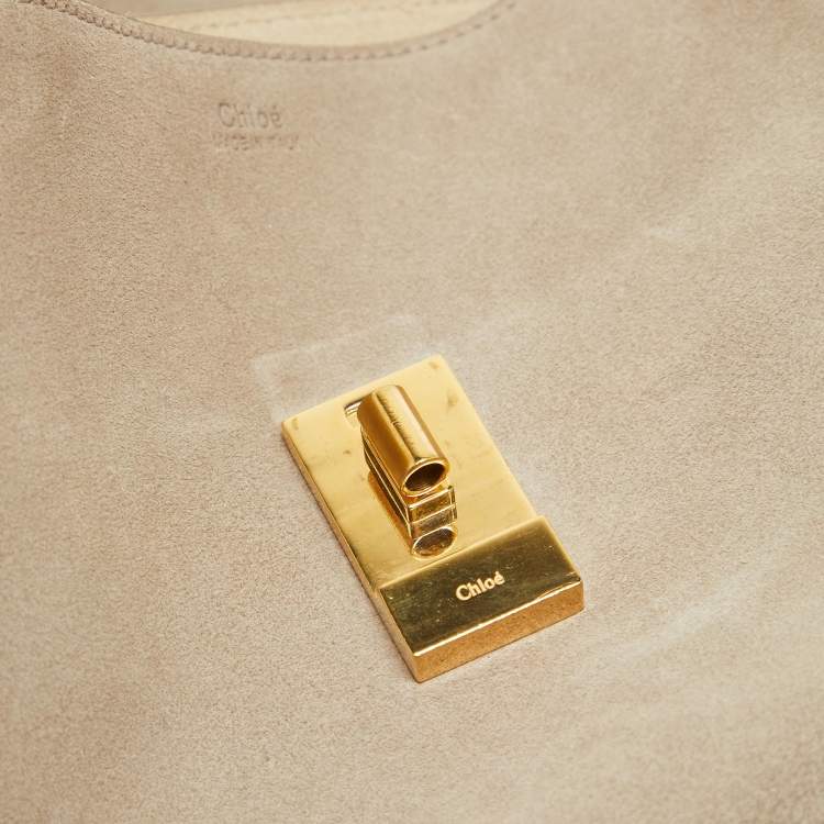 مملوكة مسبقًا Chloe Grey Leather and Suede Medium Drew Shoulder Bag