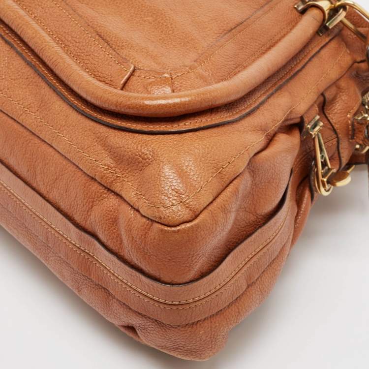 Pre Owned Chloe Brown Leather Large Paraty Shoulder Bag