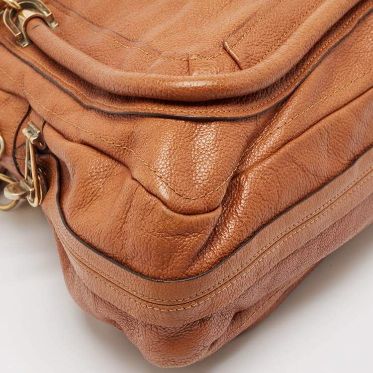 Pre Owned Chloe Brown Leather Large Paraty Shoulder Bag