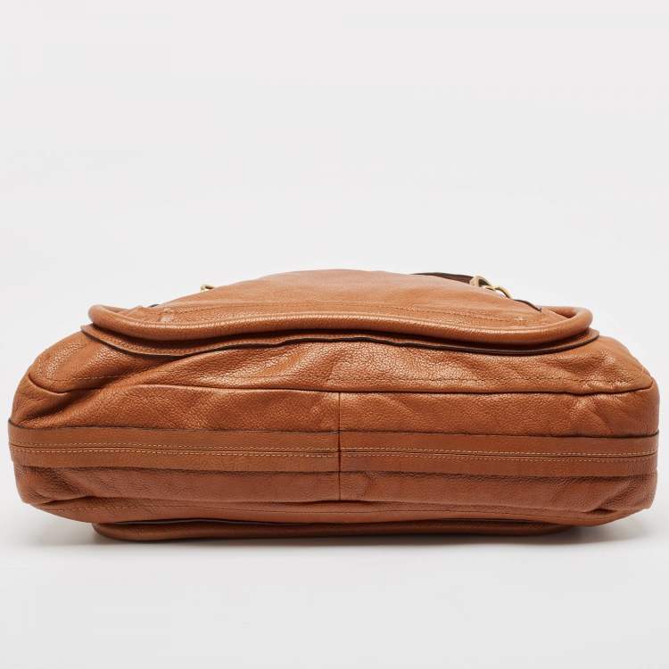 Pre Owned Chloe Brown Leather Large Paraty Shoulder Bag