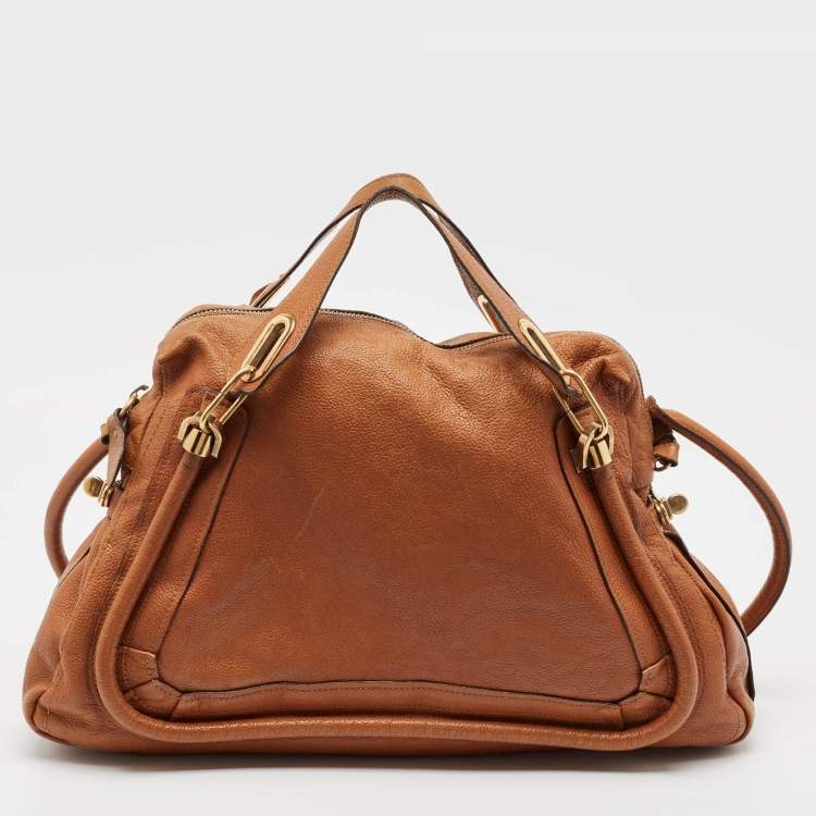 Pre Owned Chloe Brown Leather Large Paraty Shoulder Bag