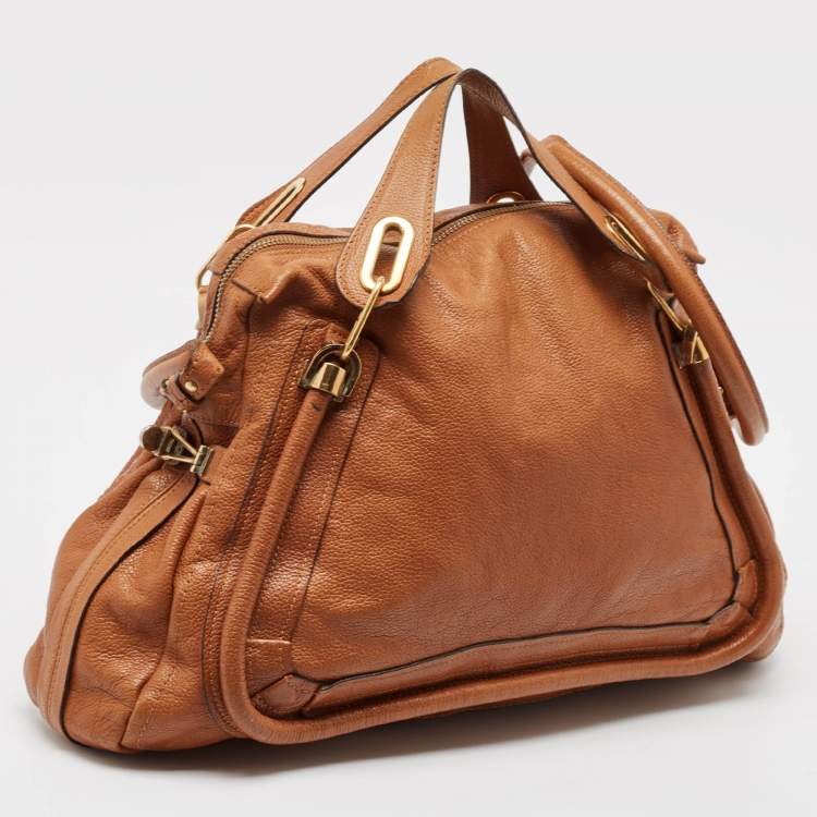 Pre Owned Chloe Brown Leather Large Paraty Shoulder Bag