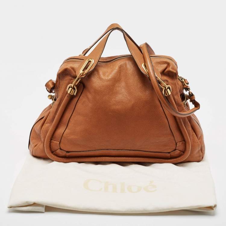 Pre Owned Chloe Brown Leather Large Paraty Shoulder Bag