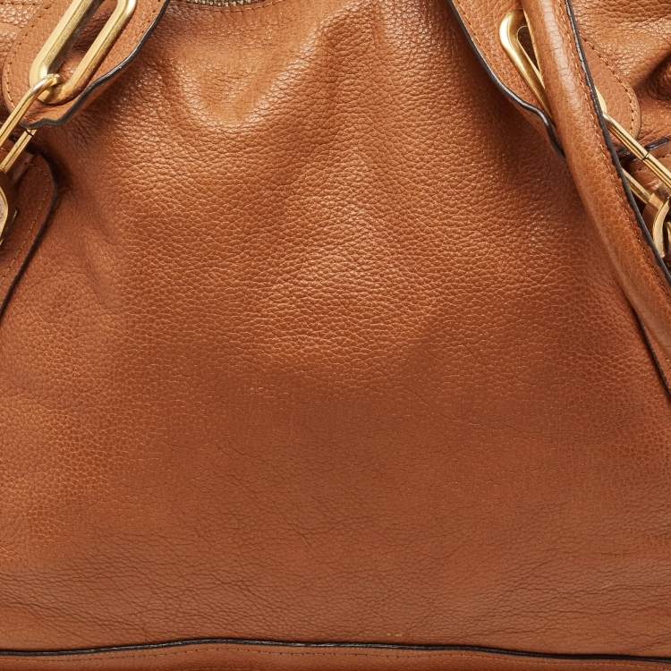 Pre Owned Chloe Brown Leather Large Paraty Shoulder Bag