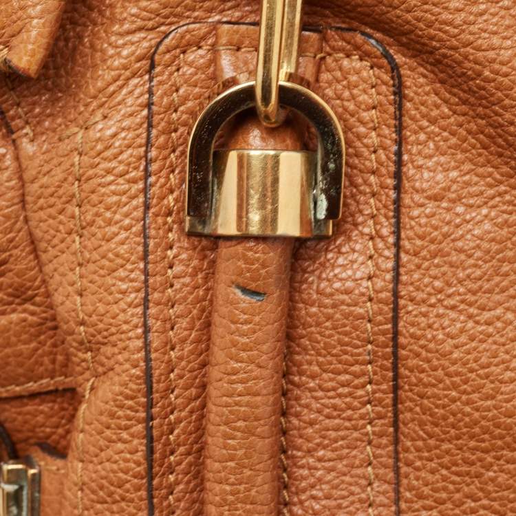 Pre Owned Chloe Brown Leather Large Paraty Shoulder Bag