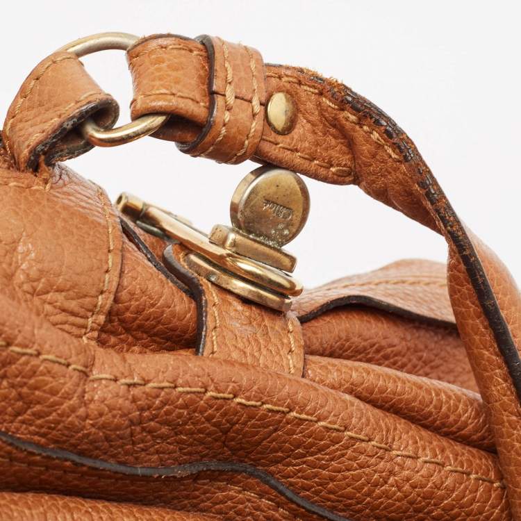 Pre Owned Chloe Brown Leather Large Paraty Shoulder Bag