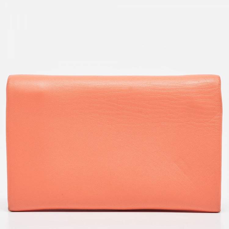 Pre Owned Chloe Orange Leather Fold Over Flap Wallet