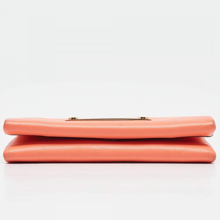 Pre Owned Chloe Orange Leather Fold Over Flap Wallet