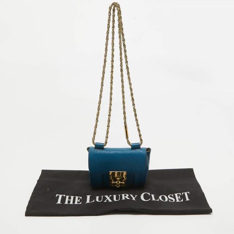 مملوكة مسبقًا Chloe Blue Leather Mini Elsie Crossbody Bag