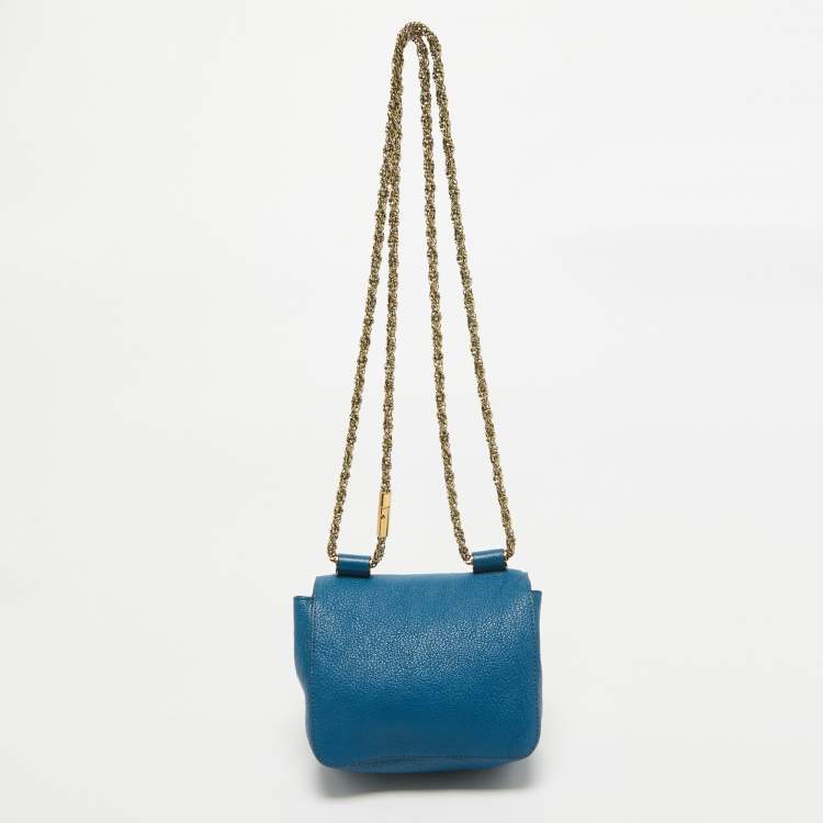 مملوكة مسبقًا Chloe Blue Leather Mini Elsie Crossbody Bag