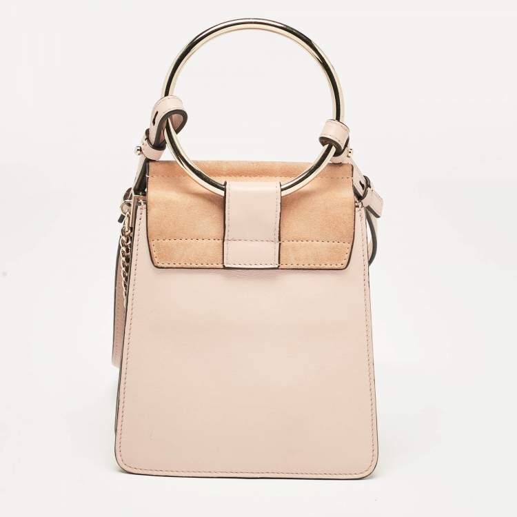 Pre Owned Chloe Peach Leather and Suede Mini Faye Crossbody Bag