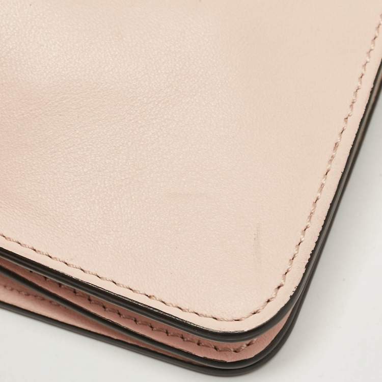 Pre Owned Chloe Peach Leather and Suede Mini Faye Crossbody Bag