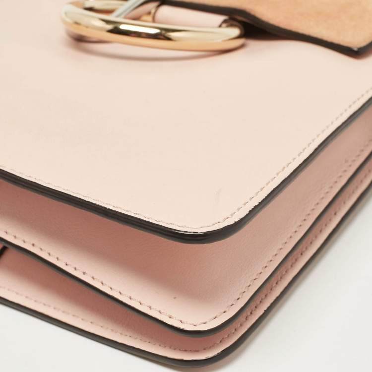 Pre Owned Chloe Peach Leather and Suede Mini Faye Crossbody Bag