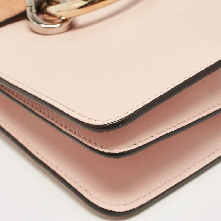 Pre Owned Chloe Peach Leather and Suede Mini Faye Crossbody Bag