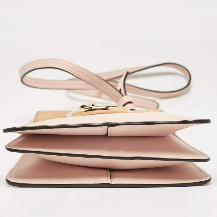 Pre Owned Chloe Peach Leather and Suede Mini Faye Crossbody Bag