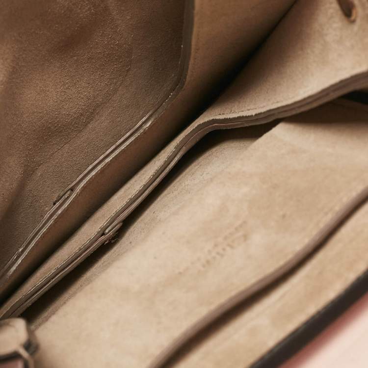 Pre Owned Chloe Peach Leather and Suede Mini Faye Crossbody Bag