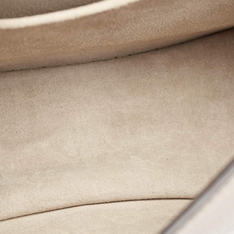 Pre Owned Chloe Beige Leather and Suede Medium Nile Bracelet Top Handle Bag