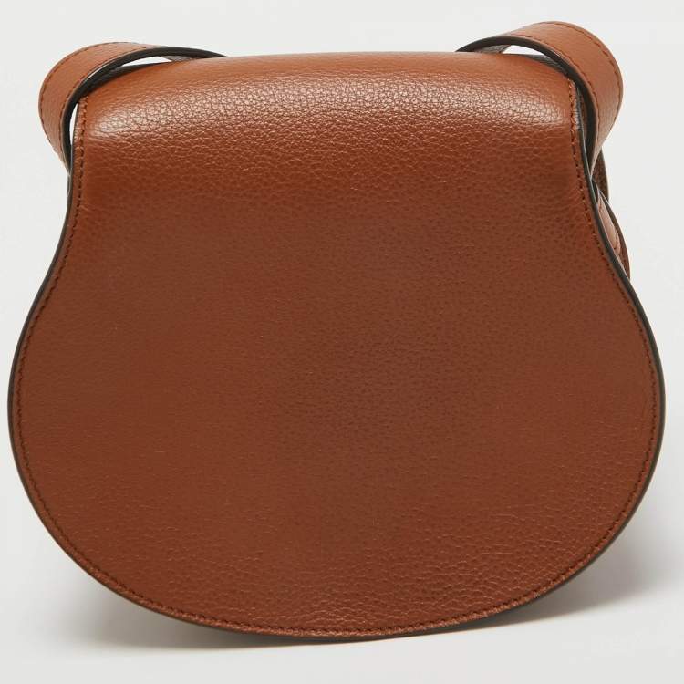 Pre Owned Chloe Brown Leather Small Marcie Saddle Crossbody Bag