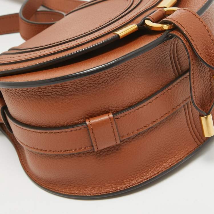 Pre Owned Chloe Brown Leather Small Marcie Saddle Crossbody Bag
