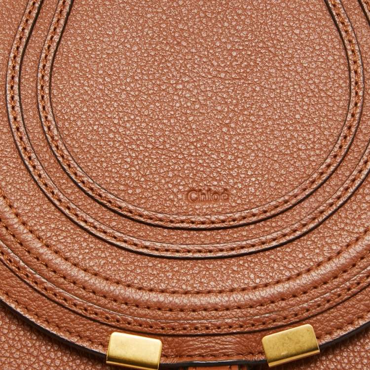 Pre Owned Chloe Brown Leather Small Marcie Saddle Crossbody Bag