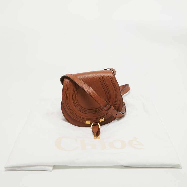 Pre Owned Chloe Brown Leather Small Marcie Saddle Crossbody Bag