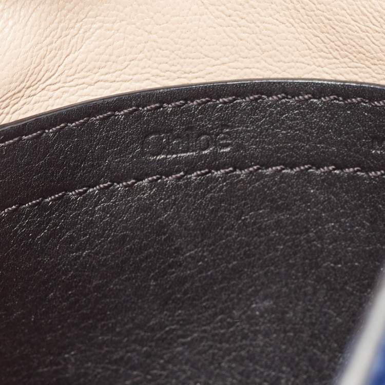 Pre Owned Chloe Navy Blue Suede and Snakeskin Mini Marcie Crossbody Bag