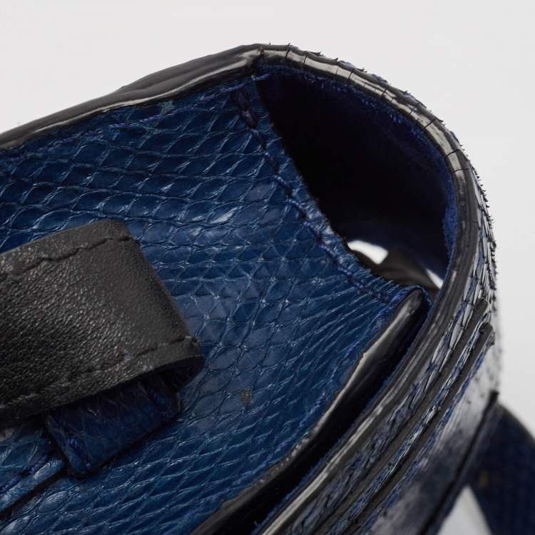Pre Owned Chloe Navy Blue Suede and Snakeskin Mini Marcie Crossbody Bag