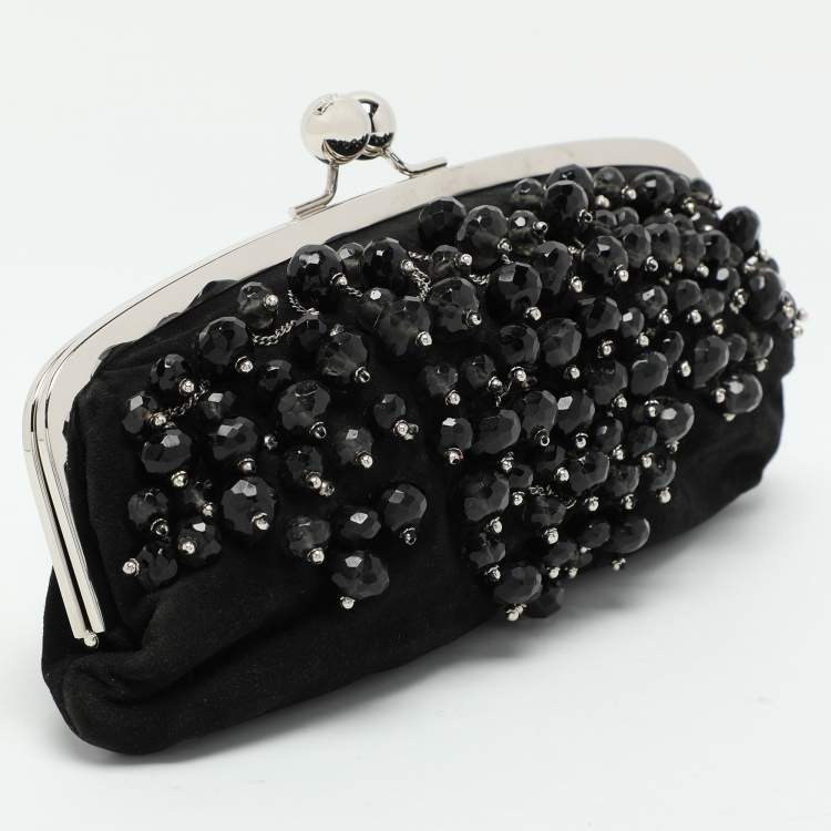 Pre Owned Chloe Black Suede Embellished Clutch
