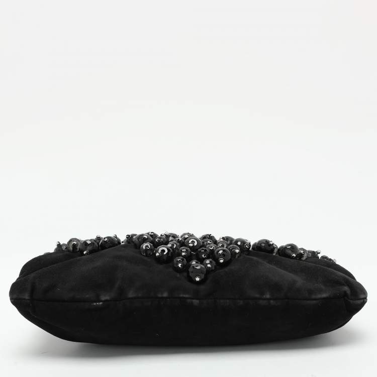 Pre Owned Chloe Black Suede Embellished Clutch