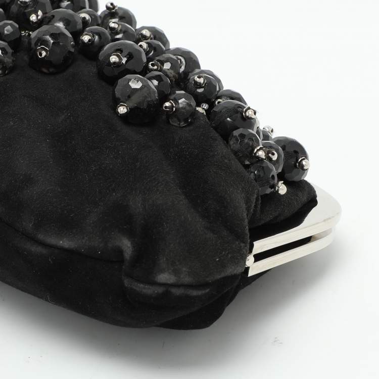 Pre Owned Chloe Black Suede Embellished Clutch