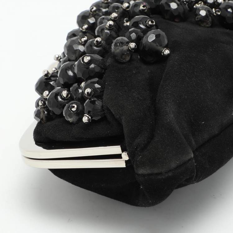 Pre Owned Chloe Black Suede Embellished Clutch