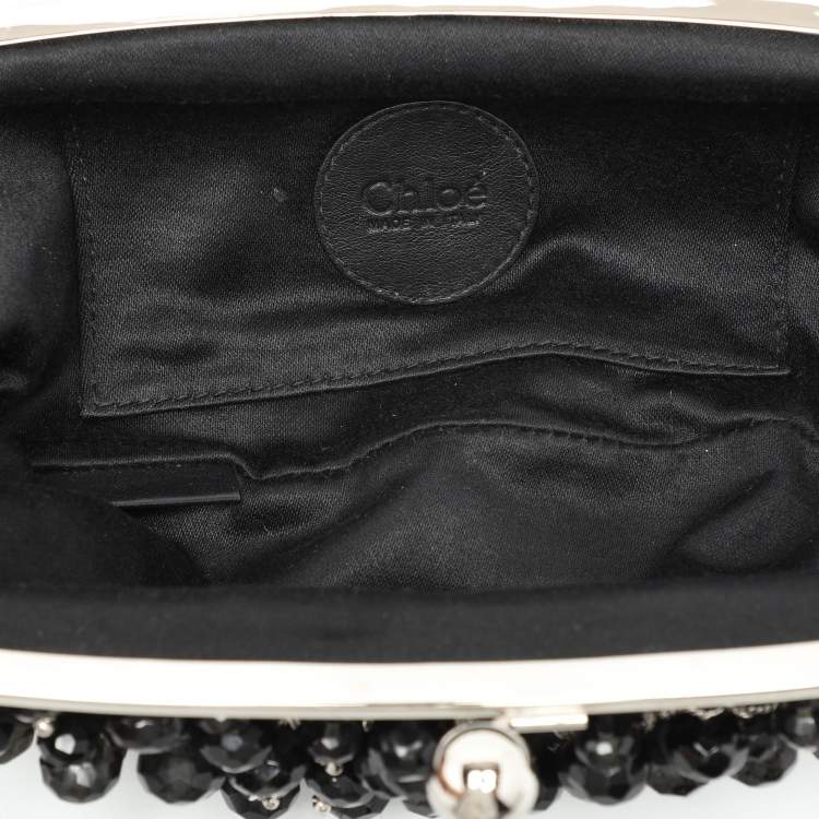 Pre Owned Chloe Black Suede Embellished Clutch