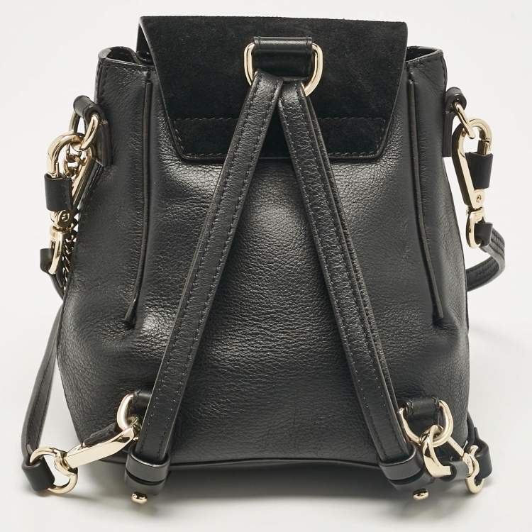 Pre Owned Chloe Black Leather and Suede Mini Faye Daye Backpack