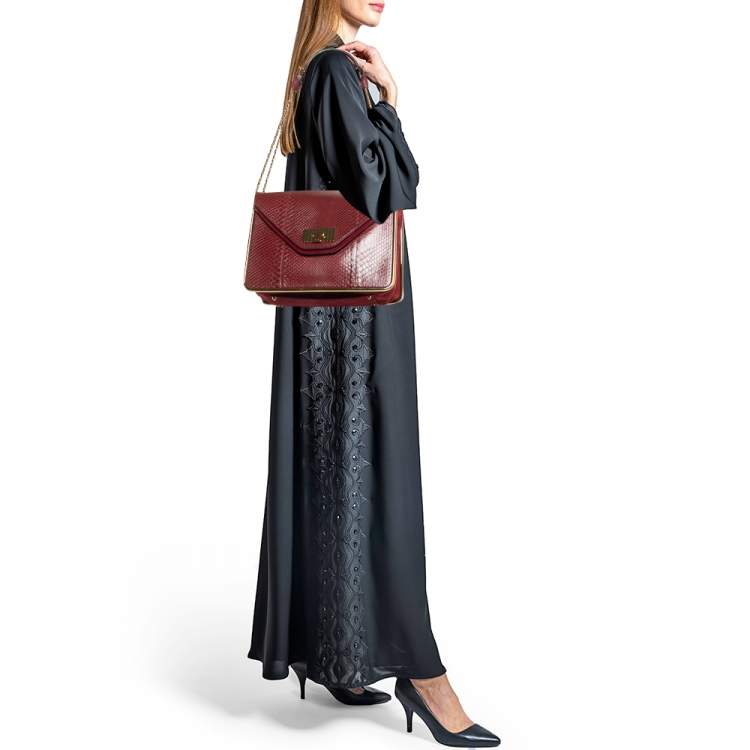 مملوكة مسبقًا Chloe Red Python Medium Sally Shoulder Bag