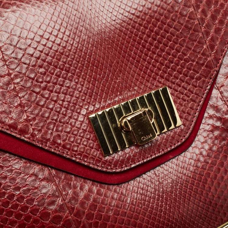مملوكة مسبقًا Chloe Red Python Medium Sally Shoulder Bag