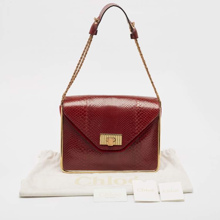 مملوكة مسبقًا Chloe Red Python Medium Sally Shoulder Bag