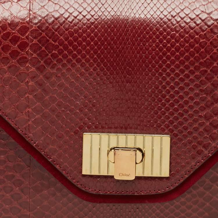 مملوكة مسبقًا Chloe Red Python Medium Sally Shoulder Bag