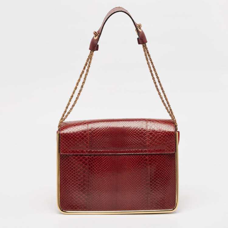 مملوكة مسبقًا Chloe Red Python Medium Sally Shoulder Bag